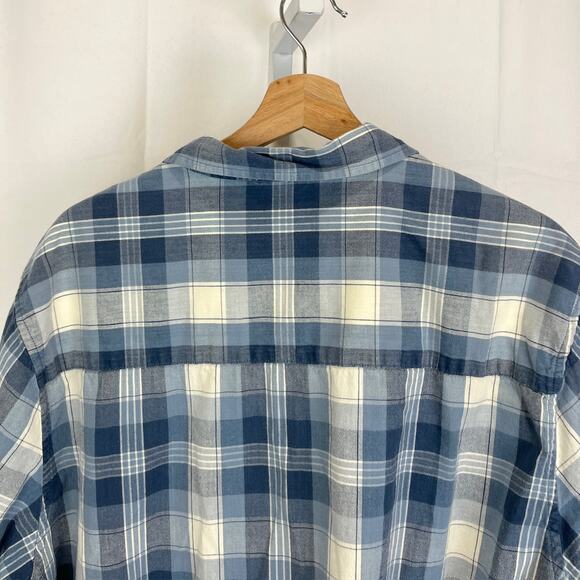 HORNY TOAD & Co XL Weldon Short Sleeve Shirt Plaid Button Up Organic Cotton Blue - Picture 6 of 10